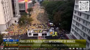 imagem de multidão de brasileiros na Avenida Paulista em São Paulo, no Dia 7 de Setembro.