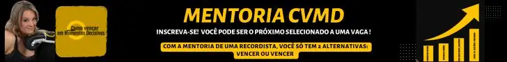 banner publicitário com fundo preto  e escrito em branco ou amarelo da MENTORIA CVMD