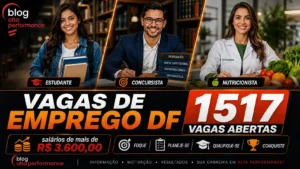 arte, no formato de 16:9 de 1 estudante, 1 concursista, 1 NUTRICIONISTA. TODOS MUITO lindos. Com os dizeres VAGAS DE EMPREGO DF - 1517 VAGAS ABERTAS sal&aacute;rios de mais de R$ 3.600,00. FOQUE - PLANEJE-SE - QUALIFIQUE-SE- CONQUISTE. BLOG ALTA PERFORMANCE